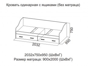 Кровать одинарная с ящиками (Без матраца 0,9*2,0) в Лабытнангах - labytnangi.magazin-mebel74.ru | фото