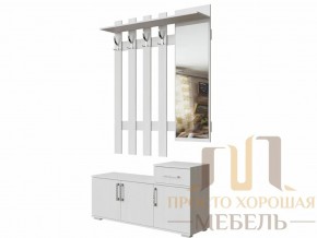 Вешалка с зеркалом 1,0 м №3 Ясень Анкор светлый в Лабытнангах - labytnangi.magazin-mebel74.ru | фото